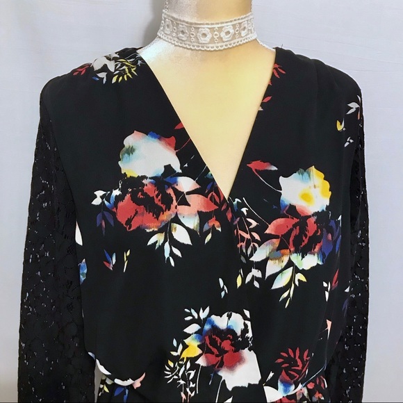❌SOLD❌ Xhilaration Black with Floral Dress Women L - Picture 2 of 15
